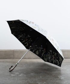 AND WOOL 〈一級遮光生地・晴雨兼用〉ボタニカル刺繍の日傘 （長傘タイプ）