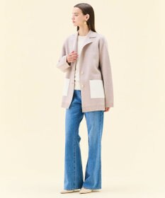 BEIGE， CHICORA / レザーポケット付きウールニットジャケット