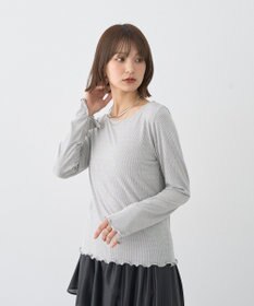 earth music&ecology ラメテレコボートネックプルオーバー