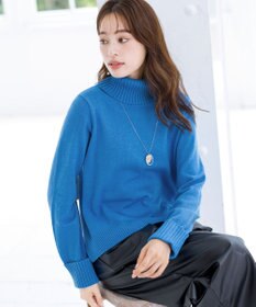 Tiaclasse 【洗える】もっちり柔らかいリブタートルプルオーバーニット