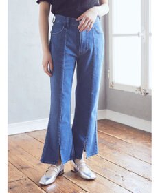 earth music&ecology Ｌｅｅ×ｅ．ｍ．ａ．ｅ．スリットフレアデニムパンツ