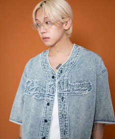 WEGO 【ユニセックス着用ITEM】ベースボールデニムグラフィックシャツ（SS）