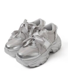 WEGO ダブルリボン厚底ダッドスニーカー