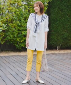 Tiaclasse 肩掛けボーダーフェイクカーデ