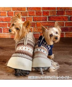 PET PARADISE ペットパラダイス ハーフジップアップ ニット 《モカ》 小型犬