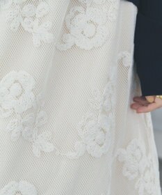 YECCA VECCA フラワー柄刺繍メッシュスカート