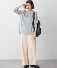 23区 L 【洗える】サテン ロングスリーブ Tシャツ