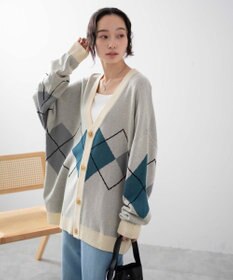 WEGO 【ユニセックス着用ITEM】オーバーフィットドライタッチパターンカーディガン