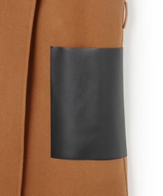 BEIGE， LEMOORE / ウールリバーフェイクレザーポケット付きコート