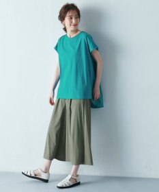 ANY L 【吸水速乾/シワになりにくい/アンチピリング】バックフレアフレンチスリーブカットソー