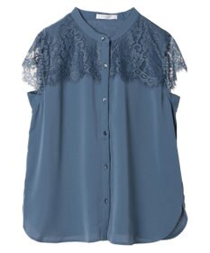 Green Parks 胸元レースフレンチスリーブブラウス