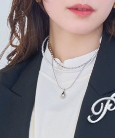 Phoebe パール×ドロップメタル3連ネックレス　シルバー