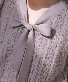Tiaclasse 【洗える】幅広く活躍が期待できるボウタイレースブラウス