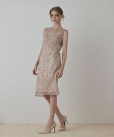 GRACE CONTINENTAL コ－ド刺繍タイトドレス