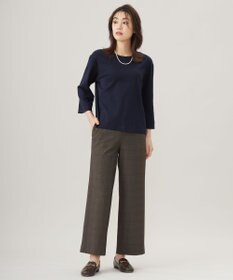 J.PRESS LADIES L 【洗える】T/Rアルガンシルクチェック ワイド パンツ