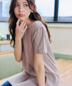 Tiaclasse 【洗える】リボン袖ニットチュニックブラウス