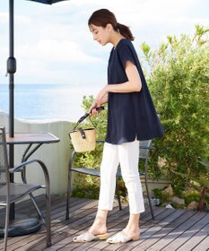 Tiaclasse L 【洗える】シアーコンビチュニックブラウス