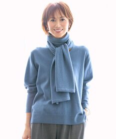 自由区 【SHIHOさん着用】ウールハイゲージVネック ニット ターコイズ