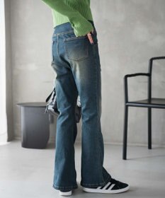 WEGO ハイウエストストレッチフレアデニムパンツ