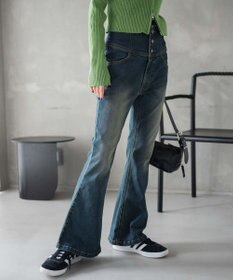 WEGO ハイウエストストレッチフレアデニムパンツ