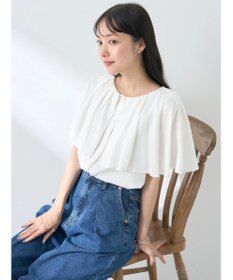 earth music&ecology ケープカラーブラウス