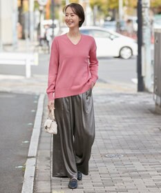 自由区 【XSサイズ～/洗える/セット着用可】ドライコットンハイゲージVネック ニット