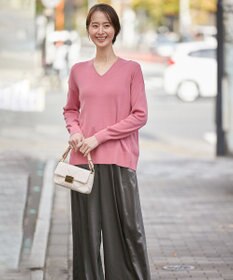 自由区 【XSサイズ～/洗える/セット着用可】ドライコットンハイゲージVネック ニット