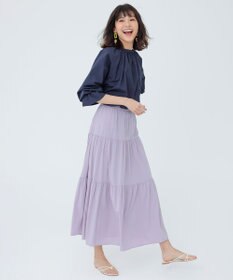 UNFILO 【撥水/UVケア/接触冷感】シャカ楽ストレッチ ティアードスカート