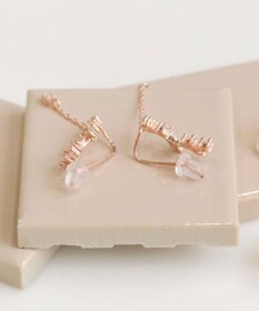 Phoebe 〈シリーズ累計販売10000点突破！〉2wayフラワリービジューピアス&イヤリング　ローズゴールド