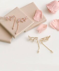 Phoebe 〈シリーズ累計販売10000点突破！〉2wayフラワリービジューピアス&イヤリング　ローズゴールド