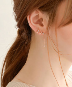 Phoebe 〈シリーズ累計販売10000点突破！〉2wayフラワリービジューピアス&イヤリング　ローズゴールド