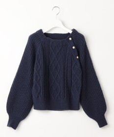 Feroux 【洗える】金釦ケーブル ニット