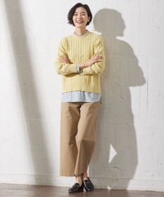 J.PRESS LADIES L 【洗える】GIZA MERCERIZE COTTON ケーブル ニット