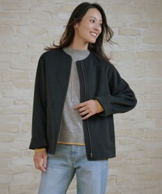 J.PRESS LADIES L ウールナイロンリバー ノーカラー コート