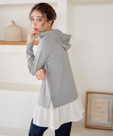 Tiaclasse L 【洗える】ポンチドッキングギャザーパーカー　