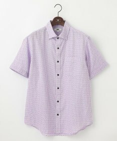 JOSEPH ABBOUD 【キングサイズ・ビジネスシーンに最適・サステイナブル】ソアロンンシャンブレープリント 半袖 シャツ