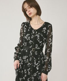 GRACE CONTINENTAL コスメフロッキープリントワンピース