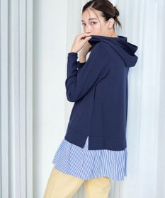 Tiaclasse L 【洗える】ポンチドッキングギャザーパーカー　