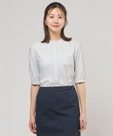 J.PRESS LADIES 【一枚で着映え】ソフトストライプ フリル襟 ブラウス