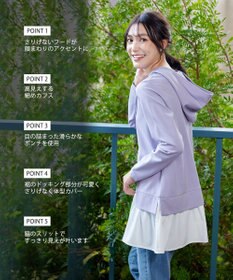 Tiaclasse L 【洗える】ポンチドッキングギャザーパーカー　