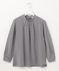 J.PRESS LADIES L 【洗える】セルロース チェック スタンドカラー ブラウス