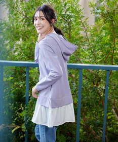 Tiaclasse L 【洗える】ポンチドッキングギャザーパーカー　