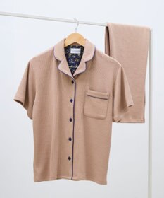une nana cool 【綿混】ソフトコットンリブ 半袖開襟パジャマ MADE WITH LIBERTY FABRIC