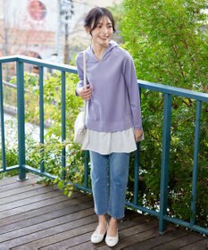 Tiaclasse L 【洗える】ポンチドッキングギャザーパーカー　