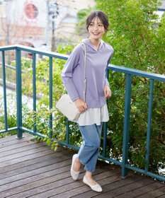 Tiaclasse L 【洗える】ポンチドッキングギャザーパーカー　