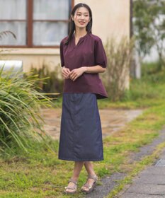 J.PRESS LADIES 【接触冷感】プレーティングジャージー ペプラム カットソー