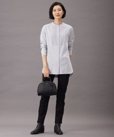 J.PRESS LADIES L シャツジャージー バンドカラー カットソー