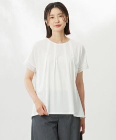 J.PRESS LADIES L 【洗える・接触冷感】プレーティングジャージー フレア カットソー ホワイト系