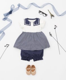 組曲 KIDS 【80-90cm】セーラーボーダー ワンピース