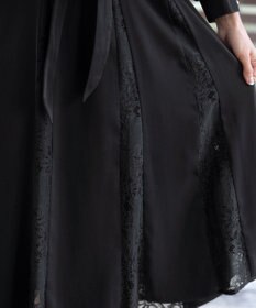 Tiaclasse L 【洗える】レース切り替えフレアワンピース